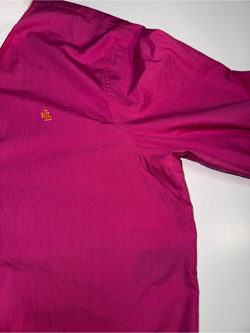 Lauren Ralph Lauren women’s L Pink Solid Cotton Point Collar Logo Dress Shirt - Picture 5 of 16